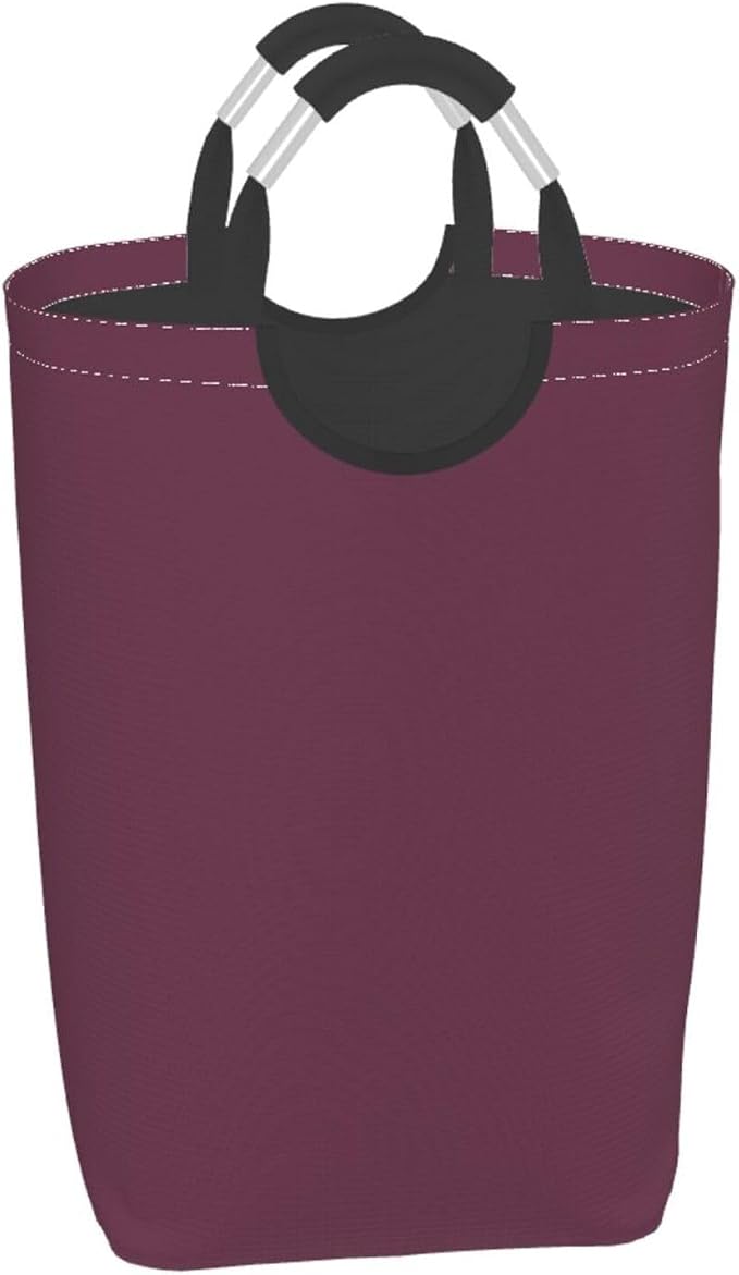 Large Laundry Hamper Bag, Plum Purple Color Collapsible Laundry Basket Dirty Clothes Organizer Washing Bin for Family Essentials Storage