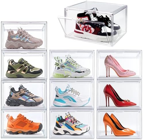 1 Pack Acrylic Shoe Boxes for Flat, Loafer & Small Space, Fits Size 12.5