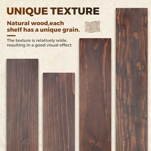 24x6.8x1.7in Solid Wood Floating Wall Shelf Set of 2 Walnut Finish