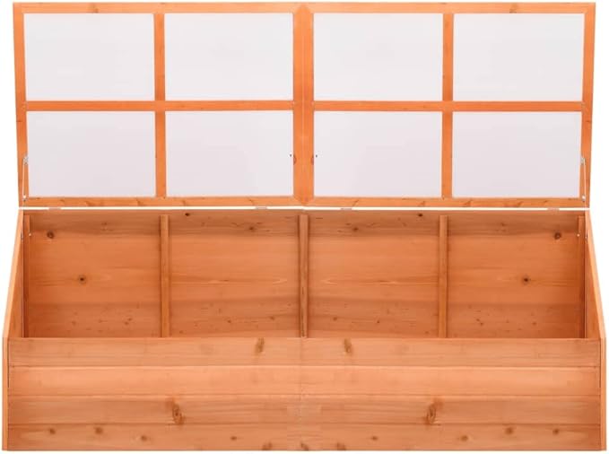 Wooden Garden Portable Greenhouse Sturdy Cold Frame Raised Plants Bed Protection with 8 PC Boards and Openable Top Door Raised Flower Planter Box 70.9"x22.4"x24.4"