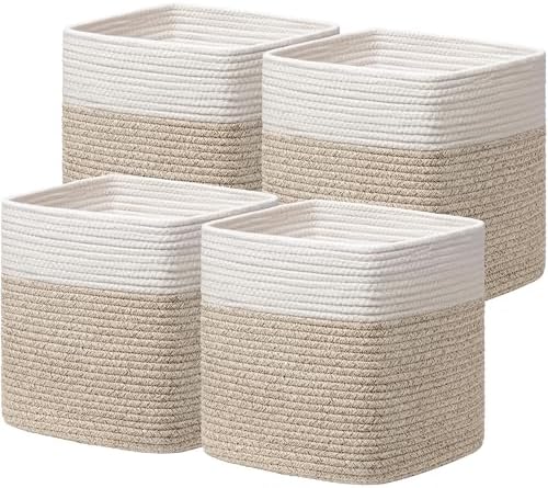 joybest 11inch Cube Storage Bins, Cotton Rope Woven Organizer Basket