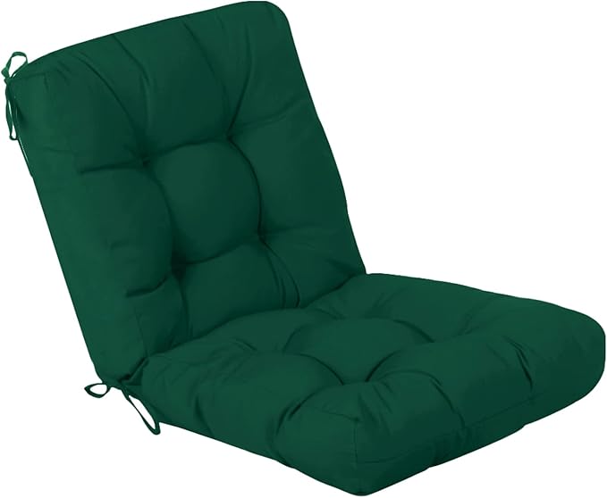 QILLOWAY Outdoor Chair Cushion for Patio Furniture, Waterproof Patio Cushions with Ties, Fade Resistant Replacement Pads for Outdoor Rocking Chairs,Mallard, Forest Green