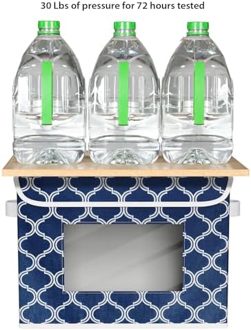 Univivi Fabric Foldable Storage Boxes with Lids, 4 Pack, Blue Lantern