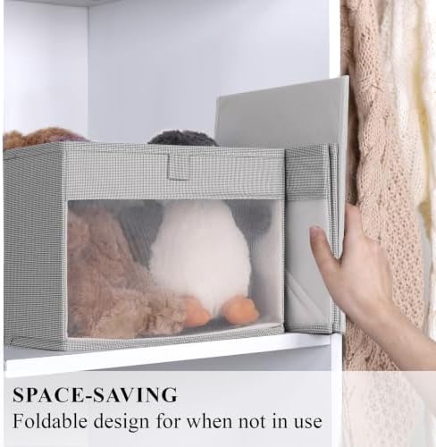 WUIKE Closet Organizers and Storage Bins, 3-Pack, 11 x 11 x 8 inch, Greige