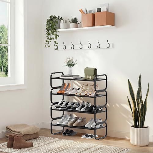 4 Tier Shoe Rack - Expandable Shoe Organizer for Closet