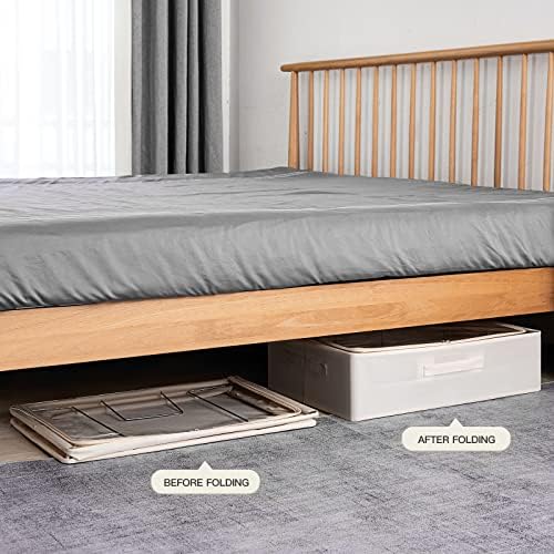 CYhom Under Bed Storage Bins Frame Storage Box Oxford Fabric Sturdy Underbed Container Foldable Stackable Large Capacity Clothes Organizer
