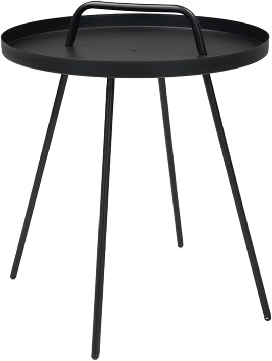 Grand patio Outdoor Coffee Table with Handle, Outdoor Portable End Table, 17-in Round Side Table, Black
