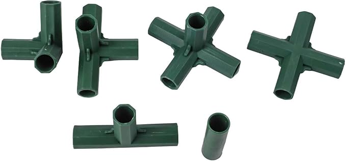 36 Packs Greenhouse Frame Connectors for 16mm Tubes, 6-Way Plastic Garden Structure Fittings with 3/4/5-Way Corners Tees for DIY Cold Frames, Plant Shelters and Shelving Units, Green