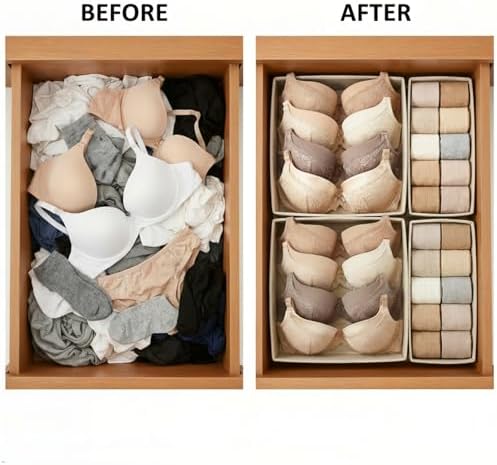Underwear Drawer Organizer, 2 Pack, Khaki