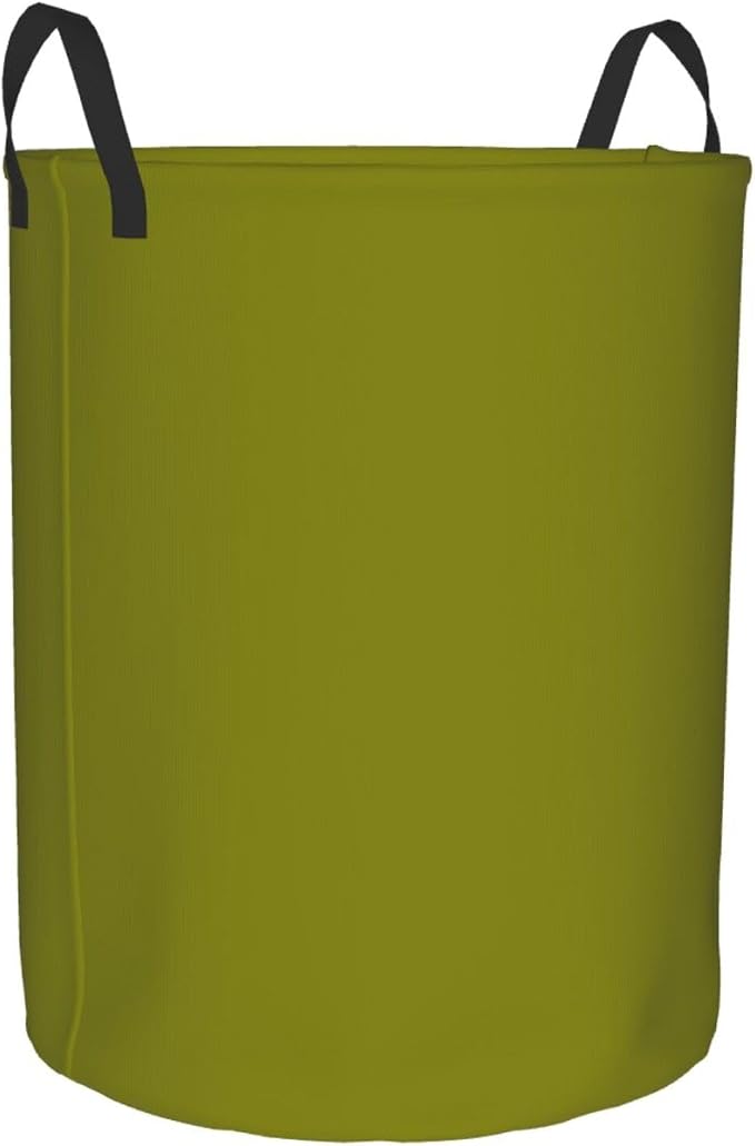19.6" Large Laundry Hamper Bag, Olive Green Color Collapsible Laundry Basket Dirty Clothes Organizer Washing Bin for Family Essentials Storage