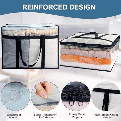 6Pack Clear Blanket Storage Bags Comforter Clothes Storage Moving Bag, 40L