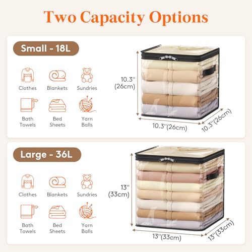 Lifewit 4 Pack Clear Clothes Storage Bags, Sweater Storage with Zipper, 18L