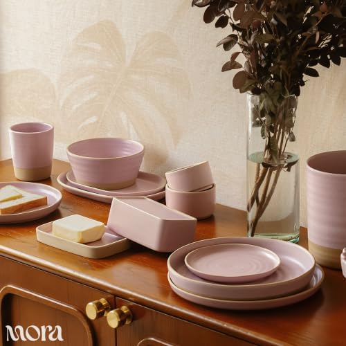 Mora Ceramic Decorative Tray - 9.4in Dish for Jewelry, Perfume, Makeup, Accessories, Candle, in the Bathroom Vanity, Bedside, or Kitchen Counter. Cute Organizers - Dawn