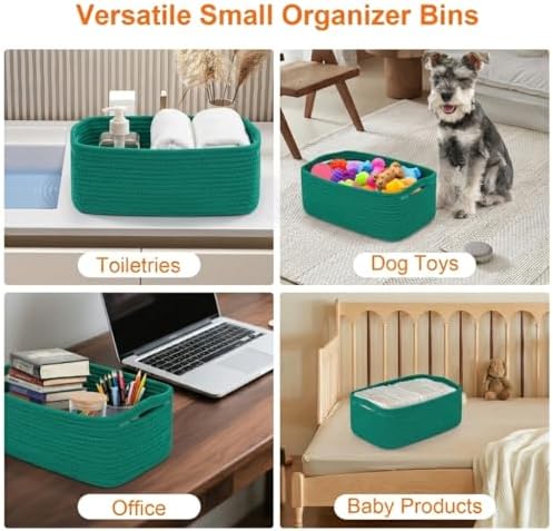 3Pack Small Woven Storage Baskets for Shelves Organizing