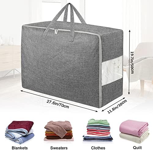 105L Extra Large Storage Bags, Comforter Blanket Storage Bags Grey 2Pack