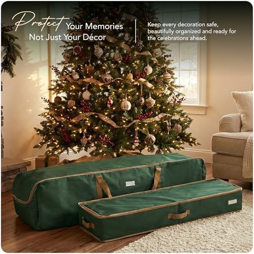 Covermates Keepsakes Underbed Storage Bag - Carrying Handles, Mesh Interior Pocket - Holiday Storage, Green