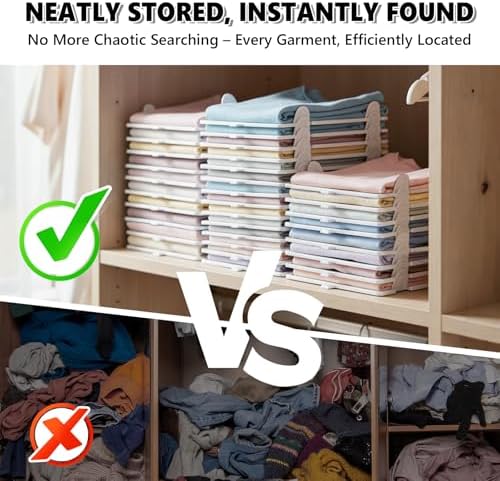 Accenter 10Pcs Stackable Closet Organizer & Shirt Folding Board Bundle