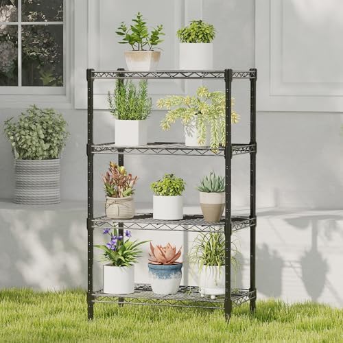 DUMOS 4-Tier Metal Storage Shelves, Wire Shelving, Storage Rack, 23.3" W