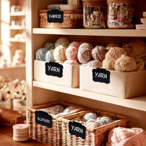 12pcs Black Basket Labels Removable PVC Labels