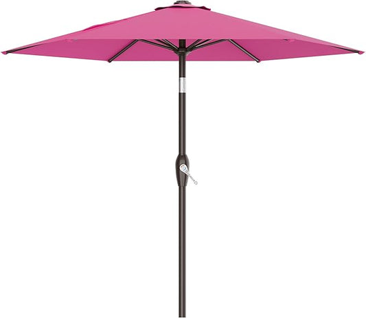 AreShark 7.5FT Patio Umbrella Table Market Umbrella with 6 Sturdy Ribs, Button Tilt/Crank, Heavy-Duty Outdoor Umbrellas for Pool, Deck, Garden and Backyard, Rose Pink