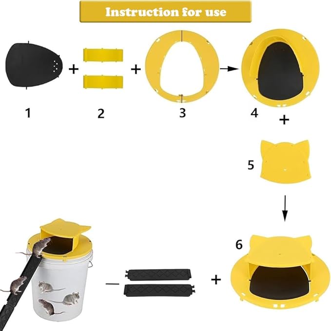 Mouse Trap Bucket - Mouse Traps Indoor for Home - Multi-Catch, Auto-Reset, Humane or Lethal Rat Trap - 5 Gallon Bucket Compatible-2Pack
