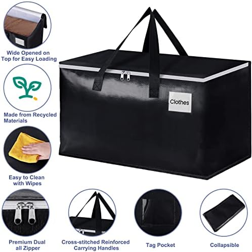 StorageRight Moving Bags, Moving Boxes, 93L 10-Pack Sotrage Bags, Black