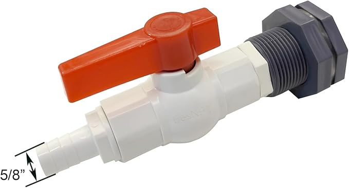 2Pcs Rain Barrel Spigot Faucet Kit with PVC Bulkhead Fitting Ball Valve Thread Seal Tape Clamps and Garden Hose Barb Adapter (5/8" Barb), fits 1-3/8 and 1-1/2 ID Hole
