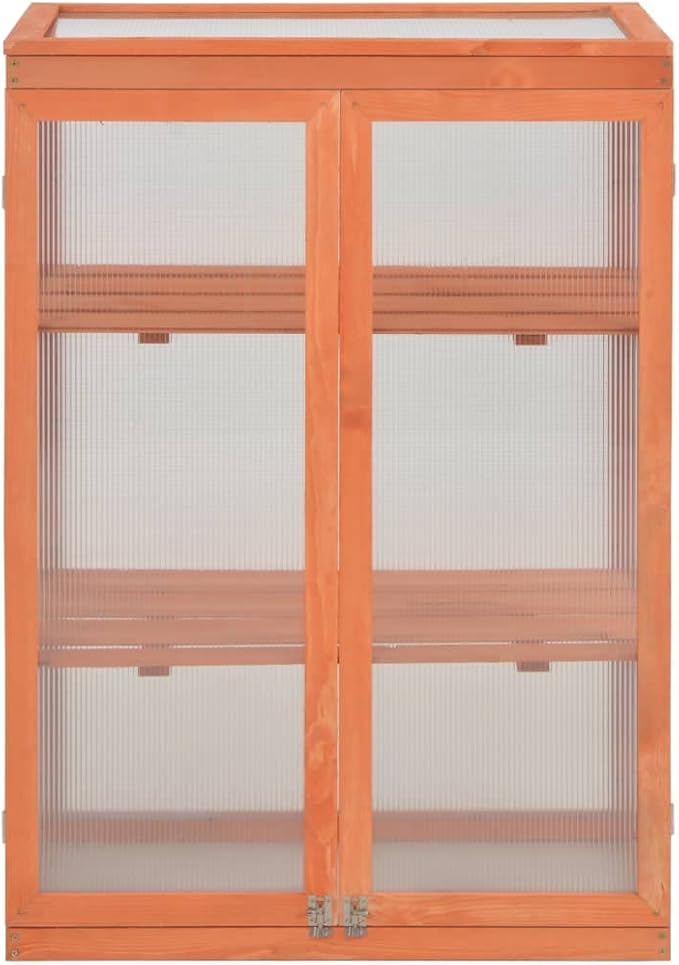 Wooden Portable Greenhouse with 2 Shelves and 2 Doors, Garden Mini Greenhouse Cabinet for Outdoor Indoor Use 29.5"x18.5"x42.9"