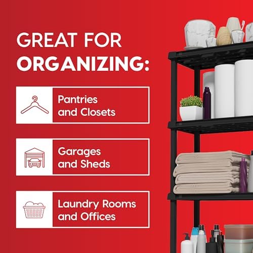 IRIS USA Plastic Storage Shelves |Made in USA| 48"H x 24"W x 12"D - Black