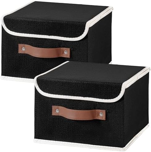 2PCS Storage Boxes Baskets with Lid Foldable Fabric Storage Bins