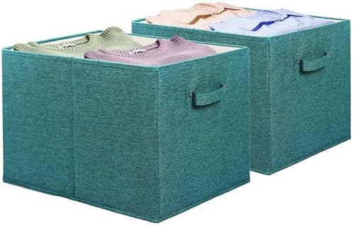 Simple Houseware 15" x 13" Foldable Fabric Storage Bin with Handles, 2 Pack