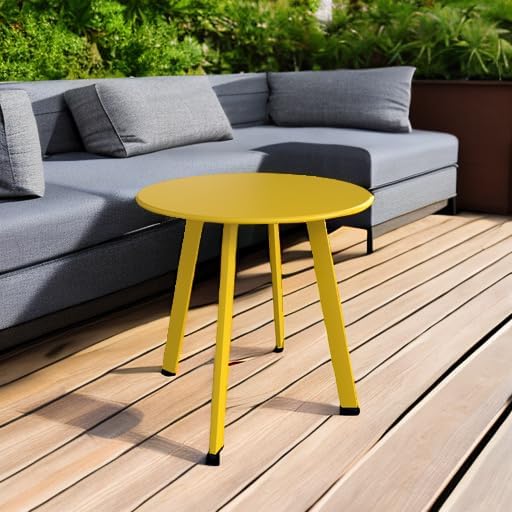 Grand patio Outdoor Side Table Round End Table with Square Feet Small Accent Table Great for Patio Balcony