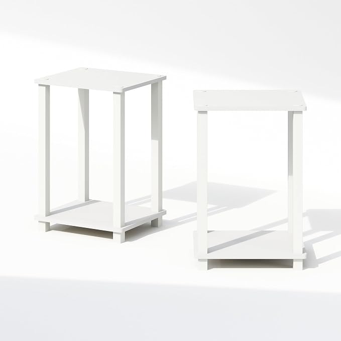 Furinno Simplistic Set of 2 Toolless 2-Tier Night Stand, White