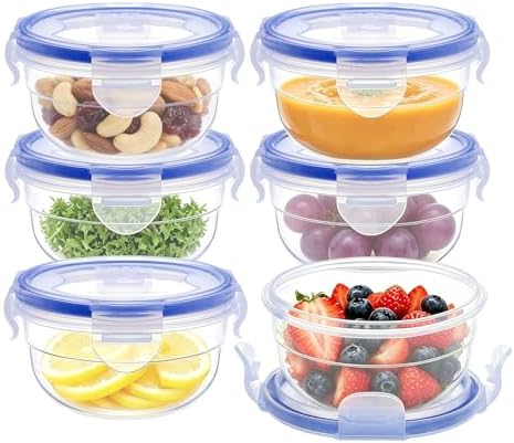 KIGI Round Food Storage Containers, 1.25 cup 10 oz, 6 Pack 12-Piece