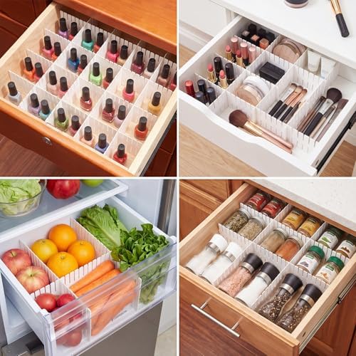 Vesici 80 Pcs Drawer Dividers Adjustable Plastic Organizers Dresser, White