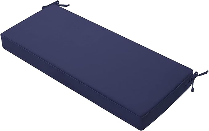 Favoyard Outdoor Bench Cushion 45 x 18 Inch Waterproof Patio Furniture Cushions 3-Year Color Fastness Garden Sofa Settee Couch Swing Pads with Handle and Attach Ties, Blue
