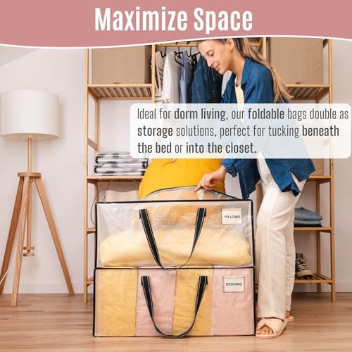 VENO Heavy Duty Moving Bags, Storage Bags, Easy Visibility, Clear, 6 Pack