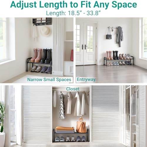 YEASHEIN 1-Tier Expandable Shoe Rack for Closet Floor, Λ-Frame - Black