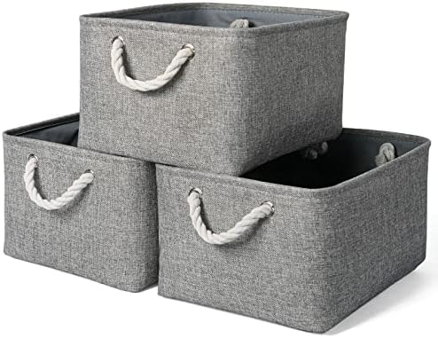 TheWarmHome Storage Bins - 3PCS Fabric Storage Baskets for Organizing Shelves | Large Basket Closet Organizer for Home Shelf Dog Laundry Organization | Collapsible Storage Cubes W/Handles