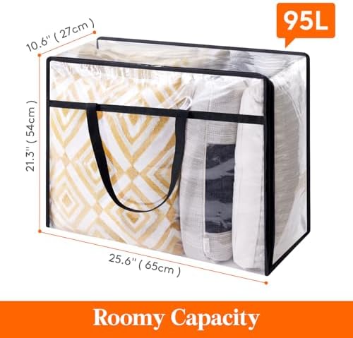 Lifewit 95L Clear Clothes Storage Bags,Plastic Foldable Blanket Storage Bag