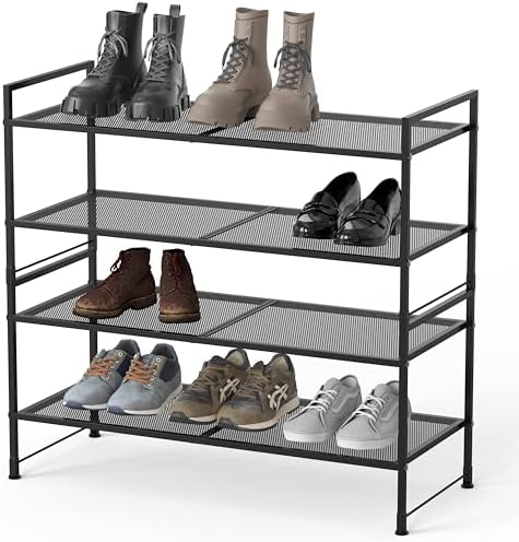 Simple Houseware 2-Tier Stackable Mesh Shoe Rack, Black