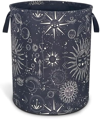 Universe Sun Planet Moon Laundry Basket Foldable Oxford Cloth 18.9x16.5 In