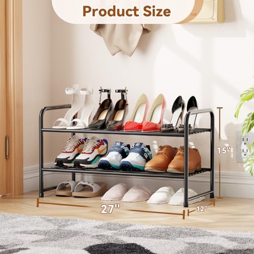 Simple Shoe Rack, Heavy Duty Metal Closet Shoe Organizer Shelf, Black