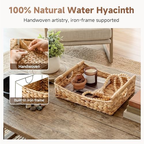 StorageWorks Wicker Baskets with Handles, Pantry Basket for Storage, 1-Pack