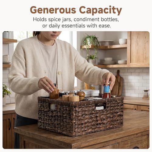 StorageWorks Large Wicker Baskets, Water Hyacinth Woven Baskets, 1-Pack