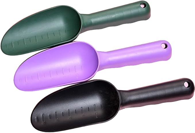 3Pcs Home Garden Shovel Plastic Gardening Shovel Hand Trowel Transplanting Succulent Cultivation Digging Scoops Loosening Soil Planting Shovels with Handle Gardening Tools, 3 Colors