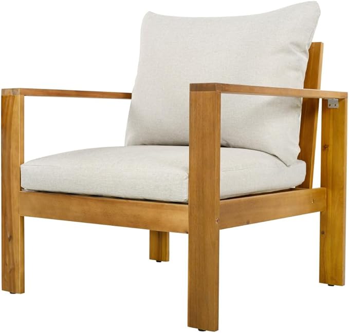 Outdoor Patio Single Chair with Cushions for Backyard Relaxation and Garden Seating