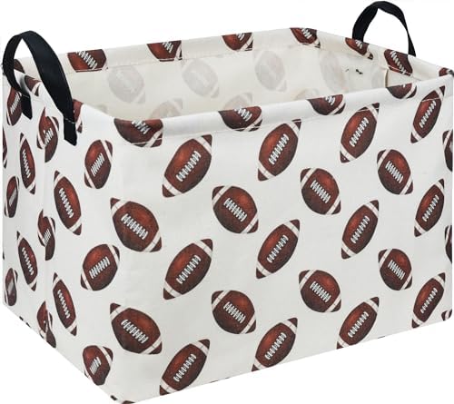 Rectangle Rugby Storage Basket with Handles, Collapsible Storage Bin, Cute Books Box,Room Decor(Rugby)