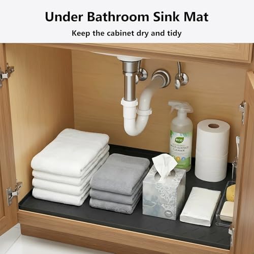 Mateeylife Under Sink Mat Kitchen Waterproof, Silicone Sink Tray 22"X19"