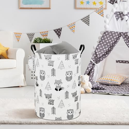 Storage Bin Foldable Nursery Organizer Basket Owl Animal | Foldable with Waterproof PE Coating Organizer Bin for Kids Boys and Girls,Office,Bedroom,Clothes